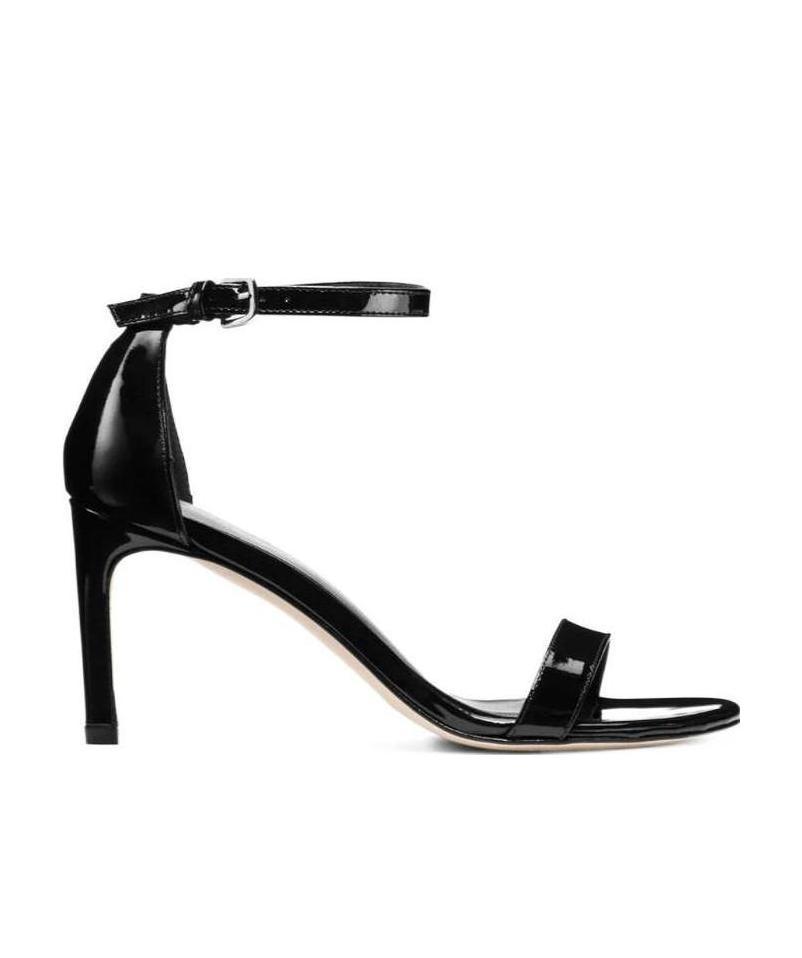 STUART WEITZMAN ONE-WORD BUCKLE HIGH-HEELED SANDALS