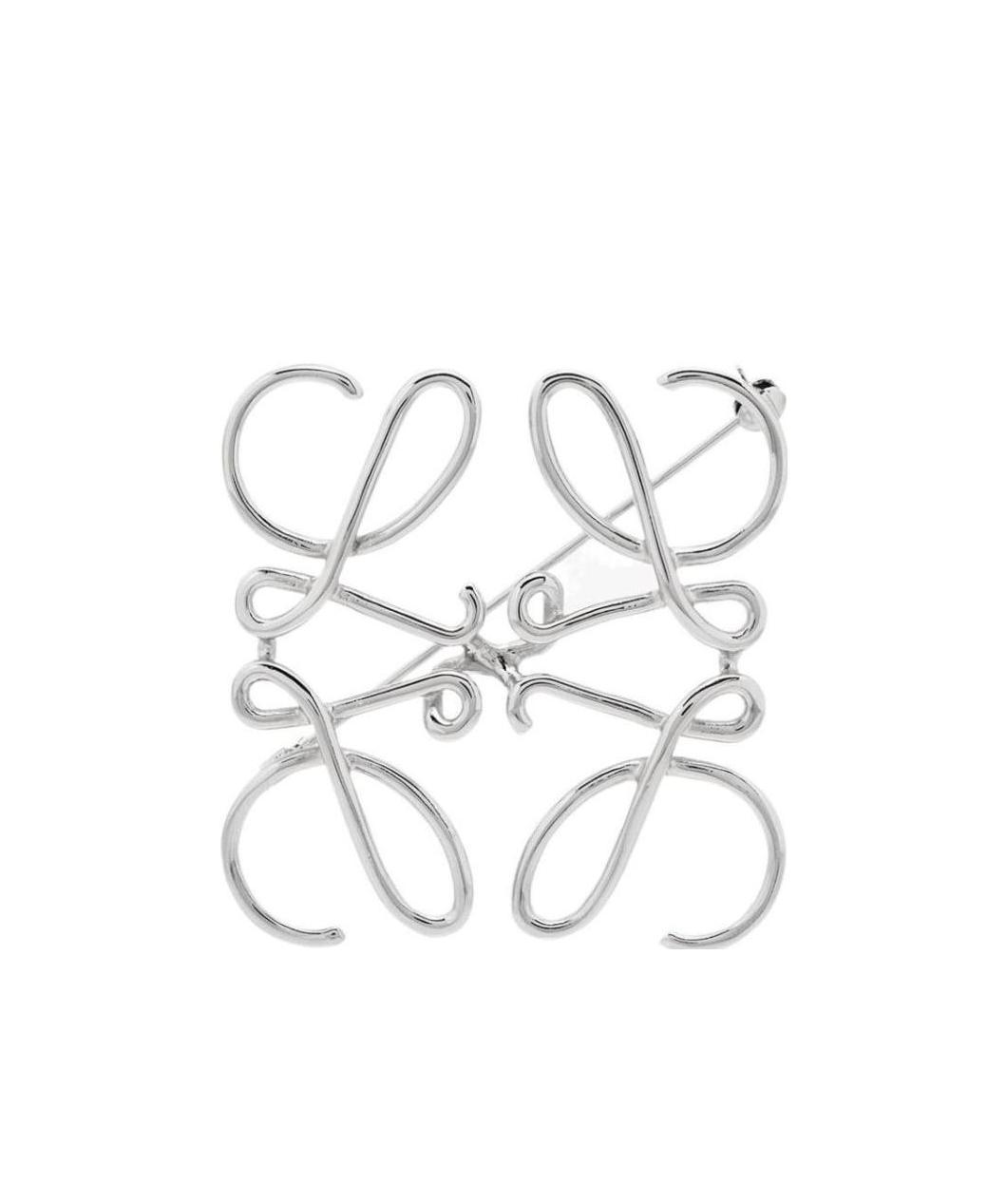 Loewe Anagram Brooch In Silver-tone Metal In White