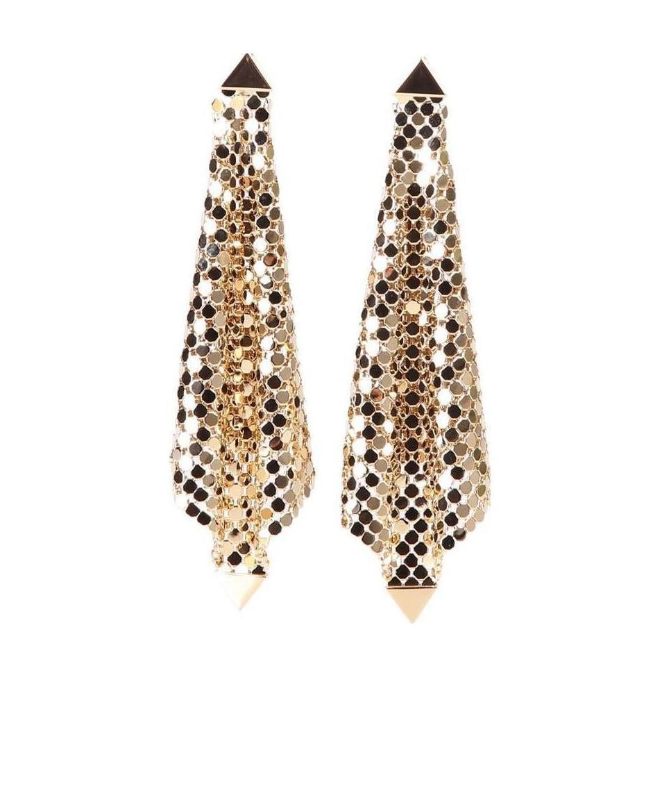 Rabanne Gold-tone Chain Mesh Earrings In Yellow