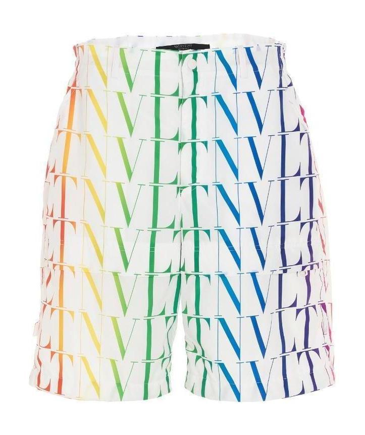 Valentino Vltn Times Bermuda Shorts In White