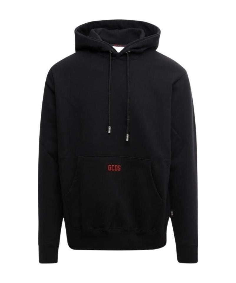 Gcds Eco Logo Print Regular Hoodie In Black