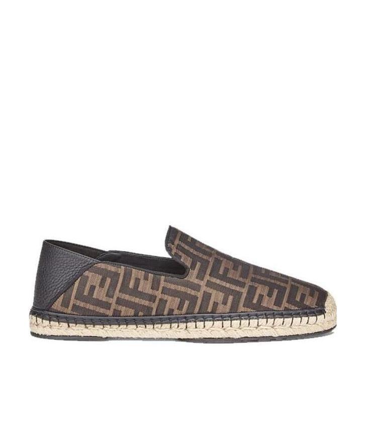 Fendi Ff Logo Print Espadrilles In Black
