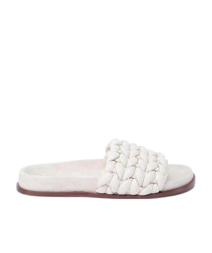 Shop Chloé Woven Flat Slides In White