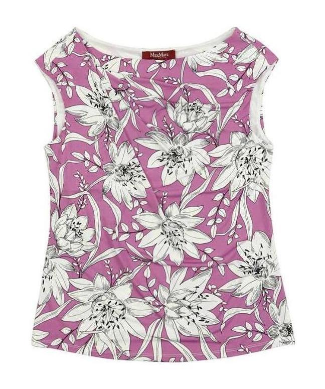 Max Mara Printed T-shirt With Round Neck In White