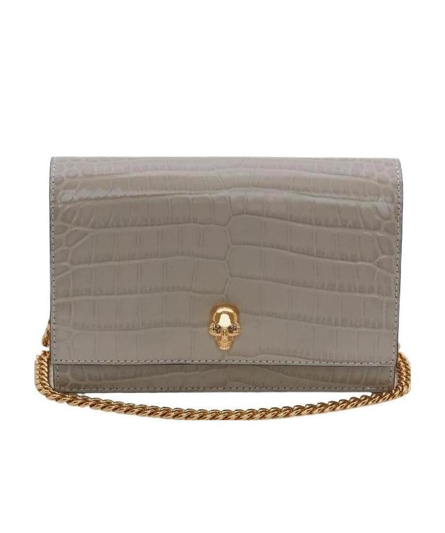 Alexander Mcqueen Crocodile-effect Leather Mini Bag In Brown