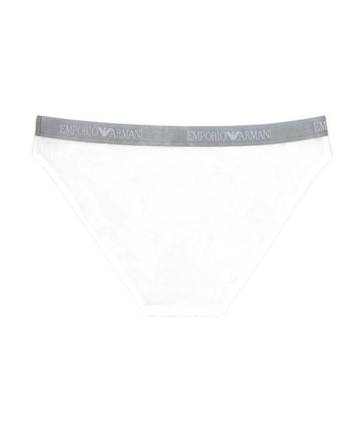 Emporio Armani Logo Embroidered Panties In White