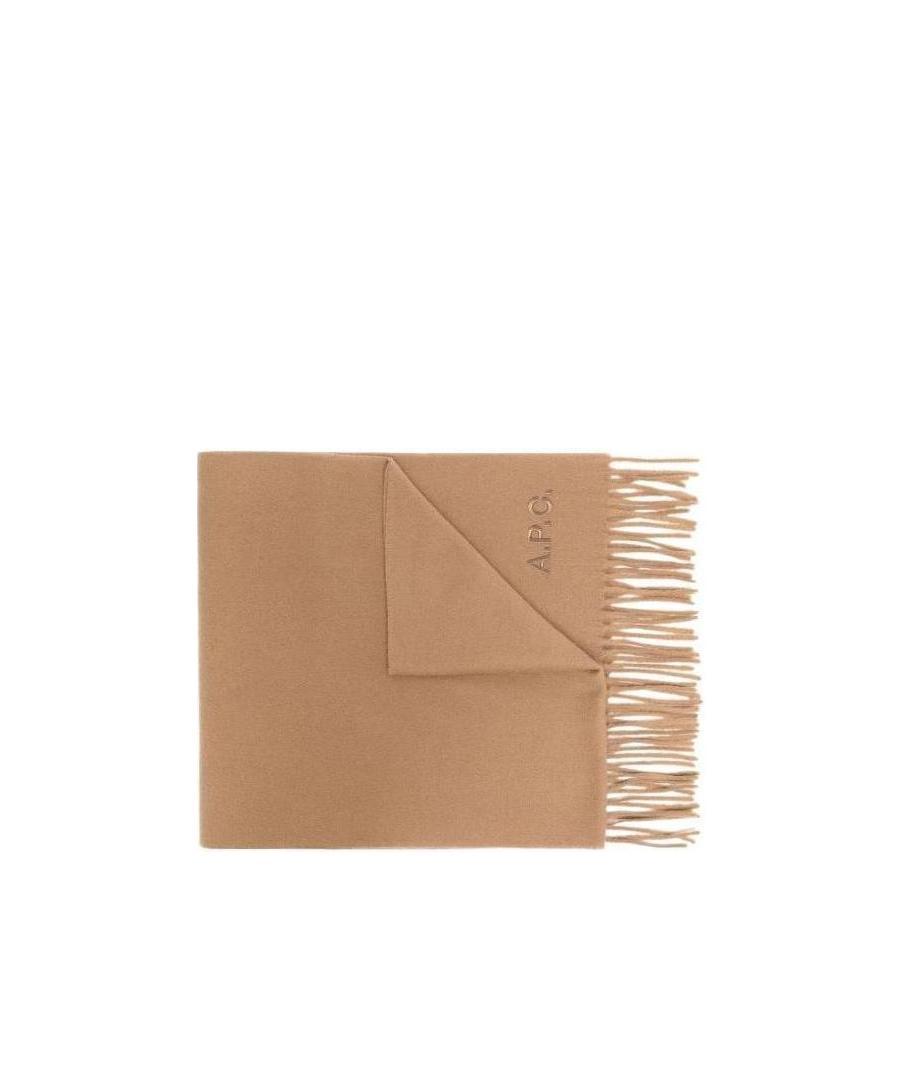 Apc Logo-embroidered Virgin Wool Scarf In Nude