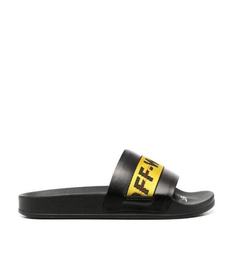 Off-white Logo-tape Detail Slides In Black