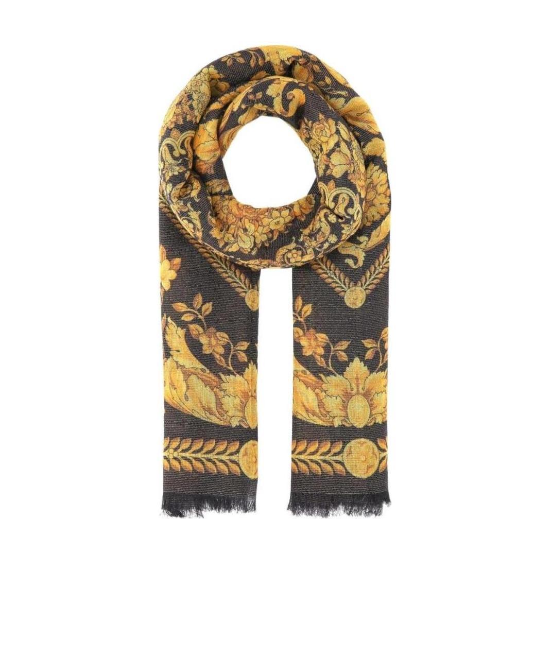 Versace Barocco Print Fringed Scarf In Multicolor