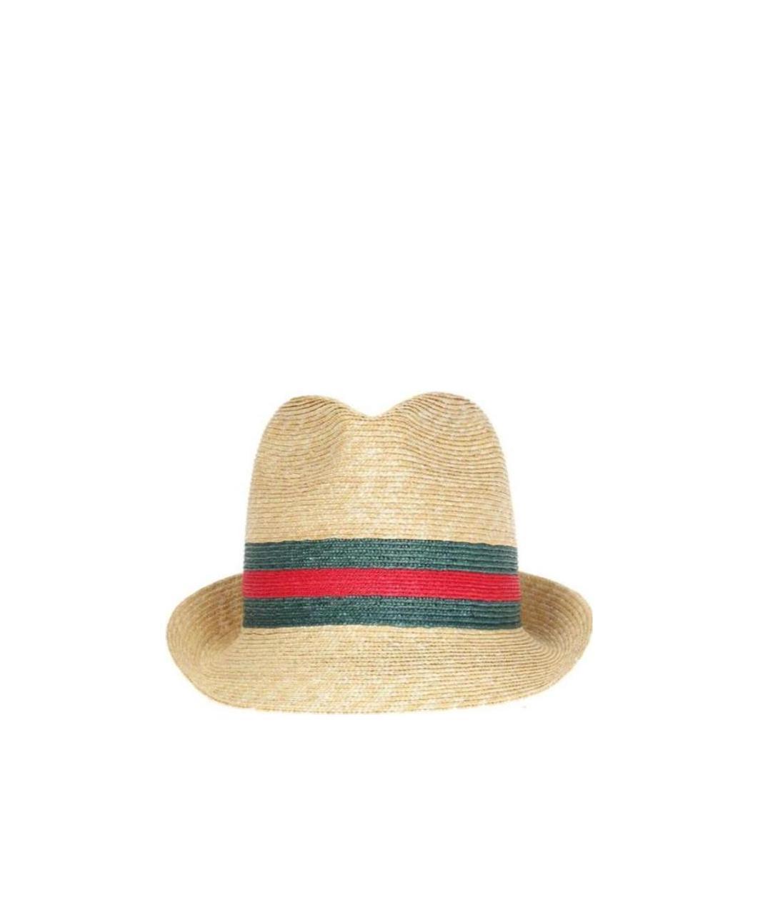 GUCCI WOVEN STRAW FEDORA HAT 