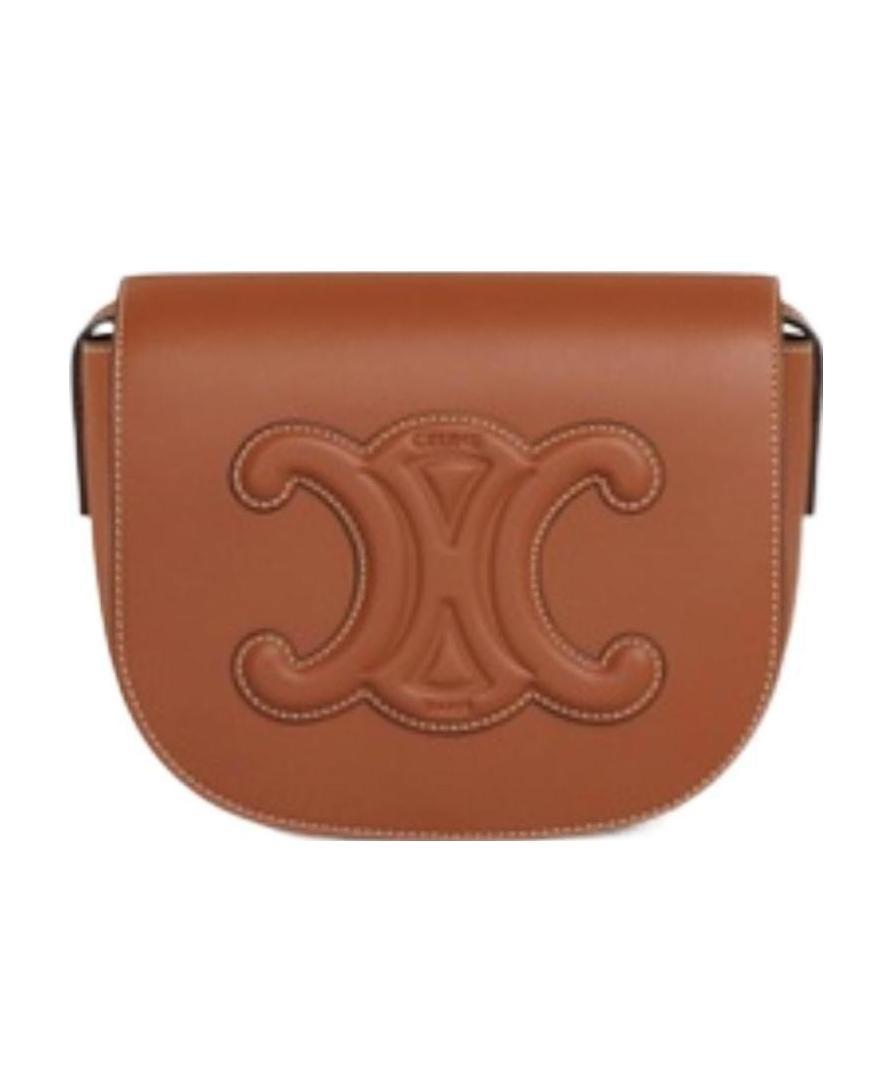 Celine Folco Cuir Triomphe Smooth Cowhide Handbag In Brown