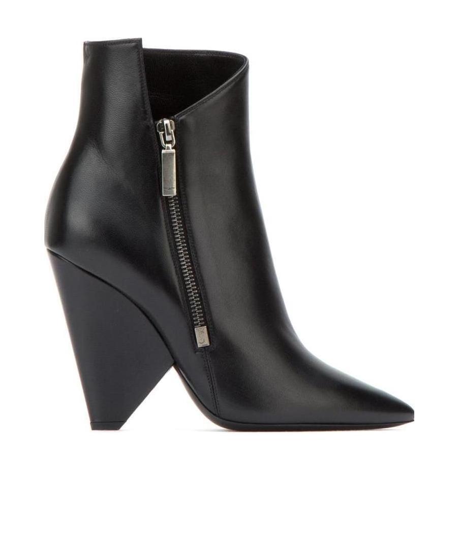 Saint Laurent Pointed High Heel And Ankle Boots In Black