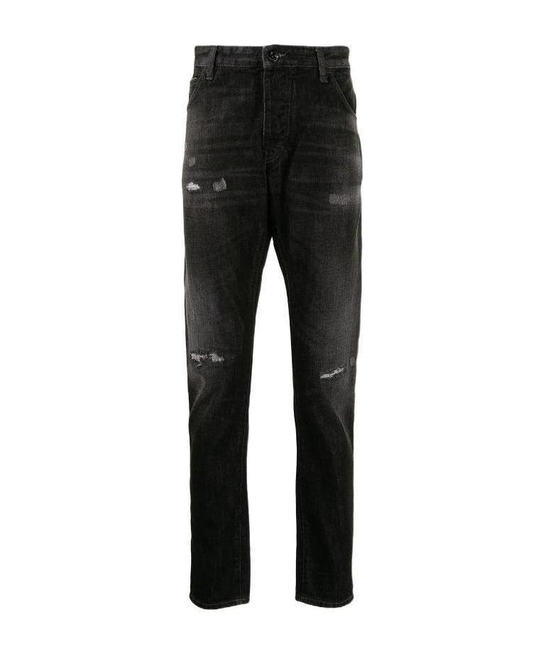 Emporio Armani Slim Jeans In Imitation Of Old Details In Black