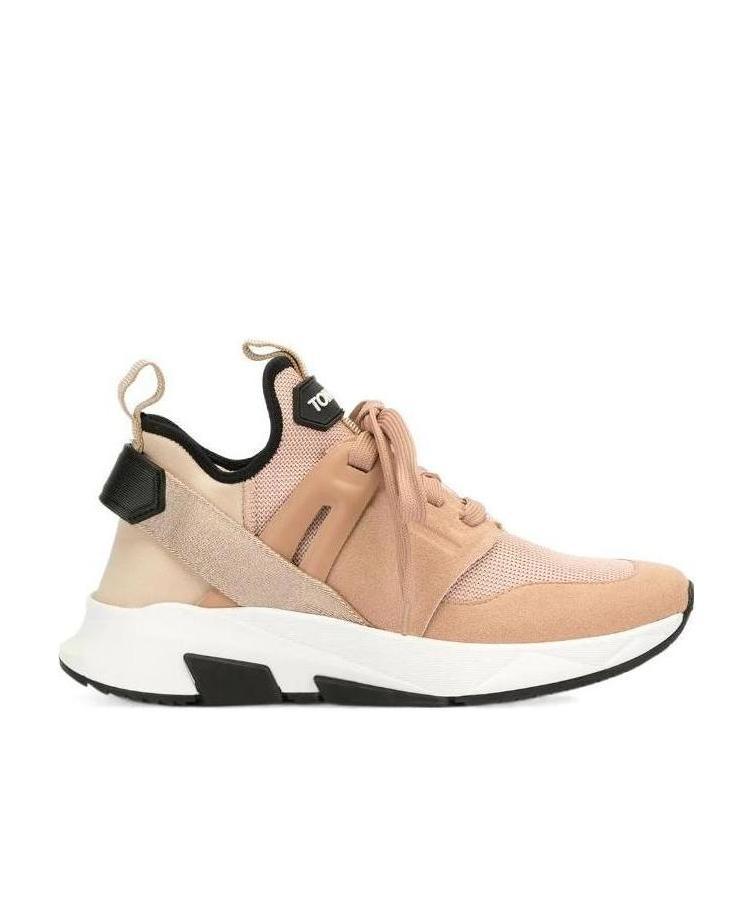 Tom Ford Jago Logo-patch Sneakers In Nude