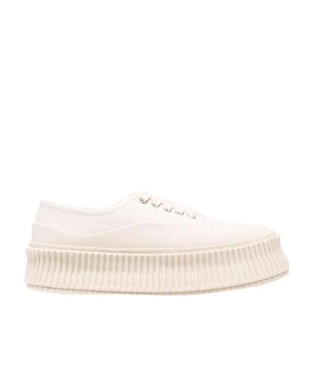 Jil Sander Ribbed-sole Low-top Sneakers In White