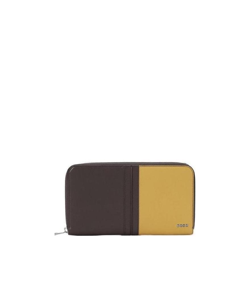 Tod's Logo Color Zipper Wallet In Black