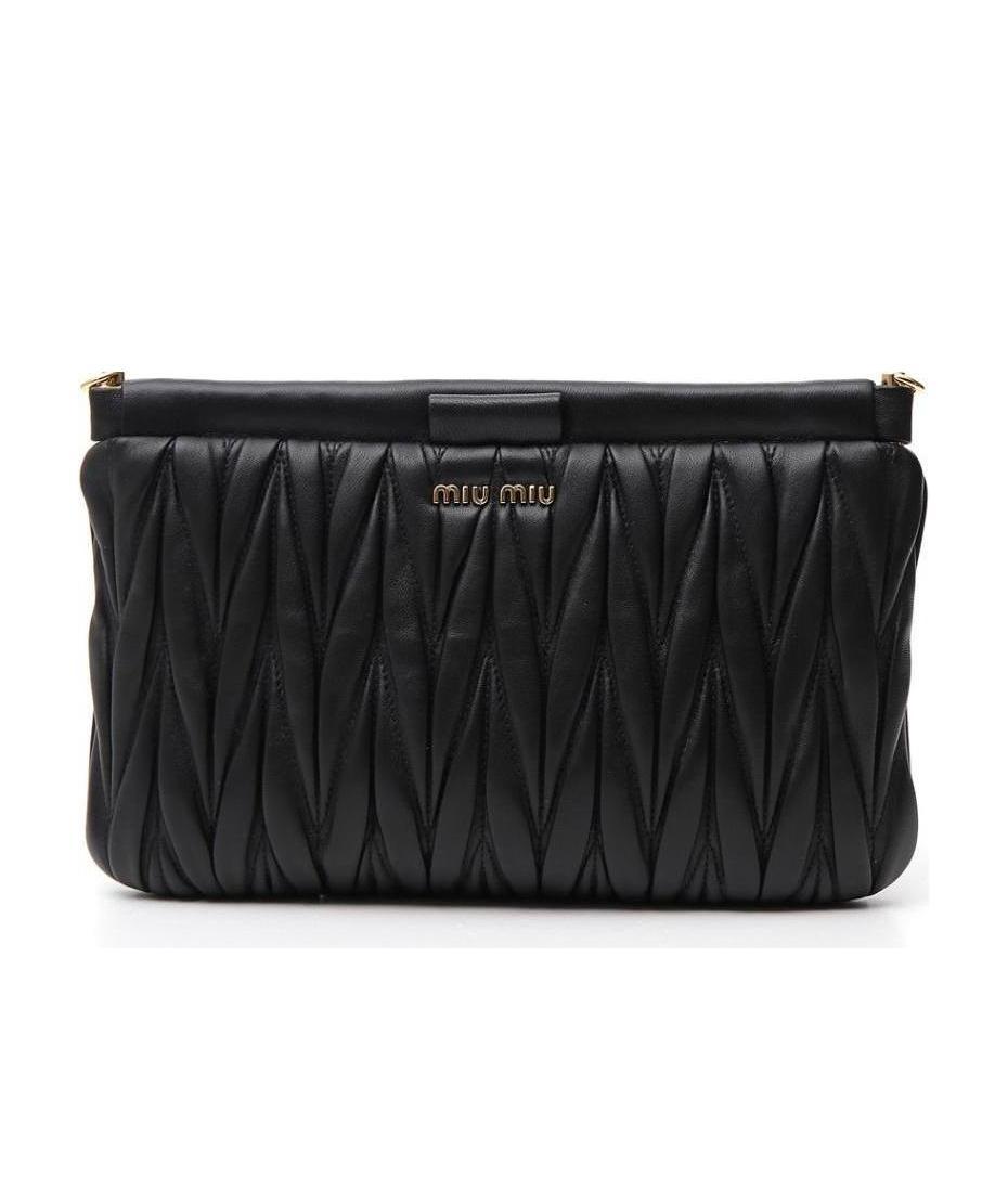 Miu Miu Matelassé Quilted Crossbody Bag In Black