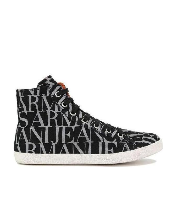 Armani Jeans High-top Round-headed Leisure Sports Shoes In Black