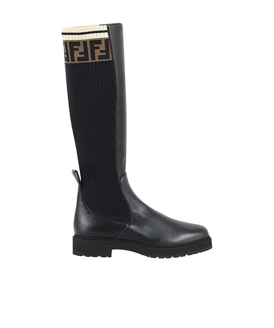 FENDI RIBBED DETAIL FF-LOGO BOOTS