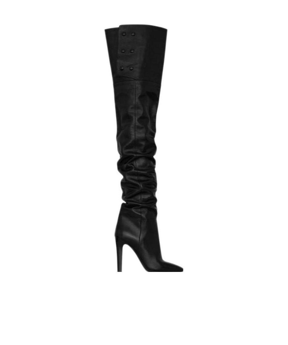 Saint Laurent Jane Over-the-knee Almond-toe Boots In Black