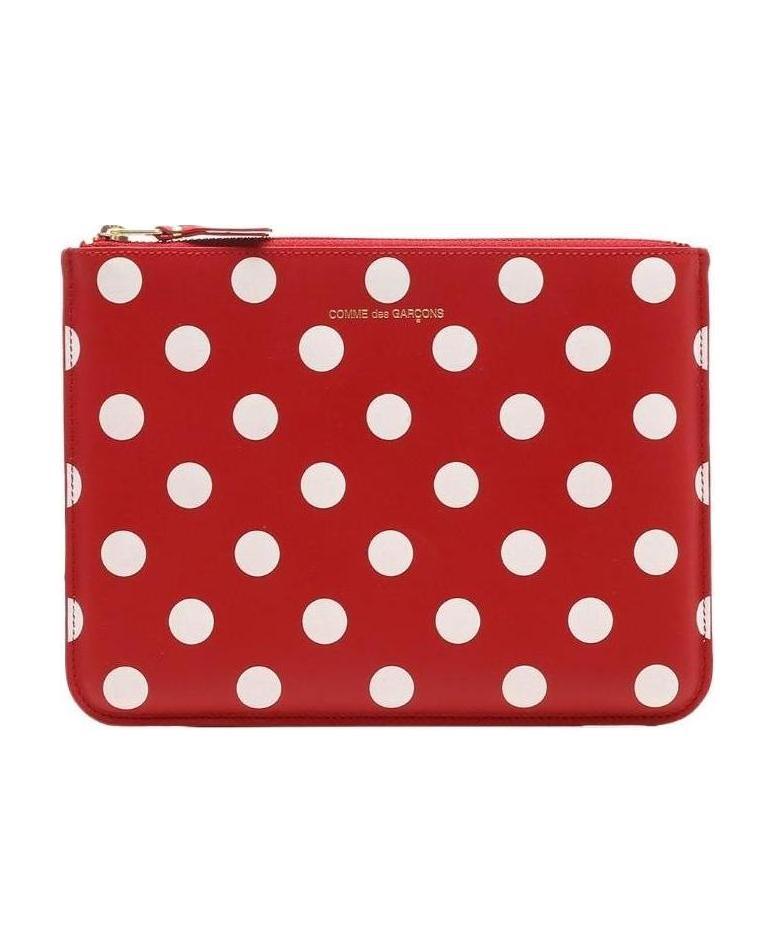 Comme Des Garçons Wave Spot Pattern Handbag In Red