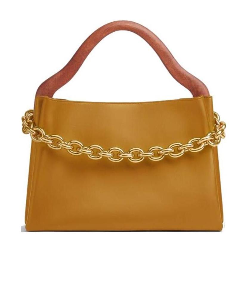 Bottega Veneta Small Chain Wooden Handle Tote Bag In Brown