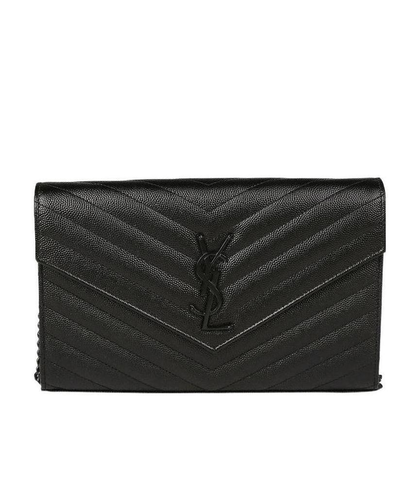 Saint Laurent Monogram Chain Wallet In Black