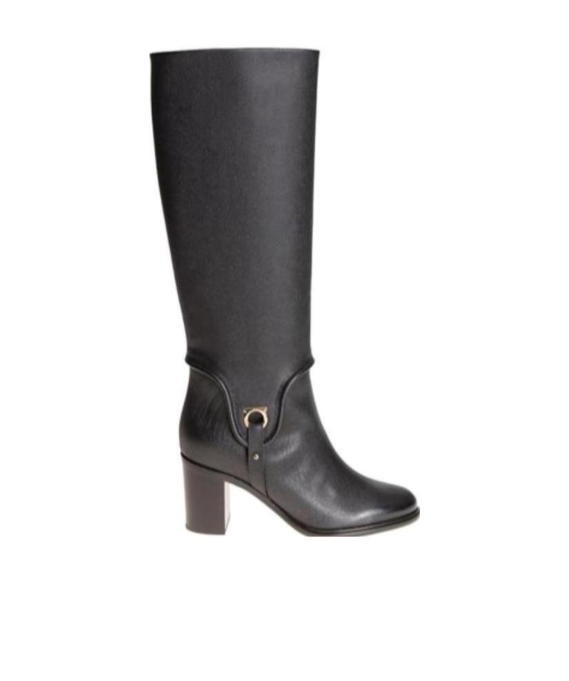 Ferragamo Logo High Boots In Black