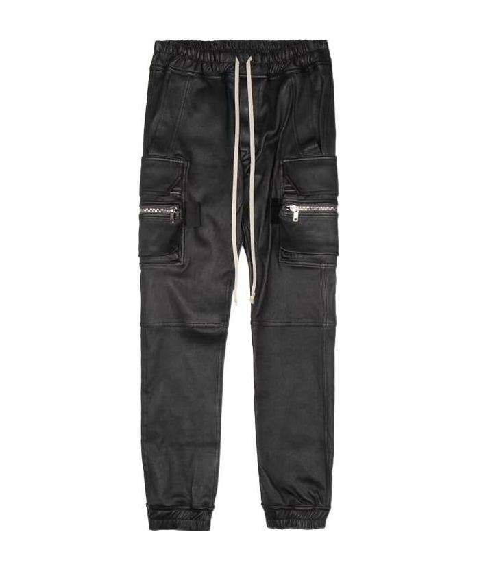 Rick Owens Faux-leather Cargo Trousers In Black