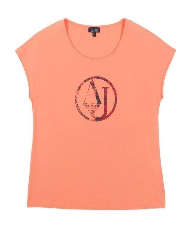 Armani Jeans Round-necked Logo T-shirt In Pink
