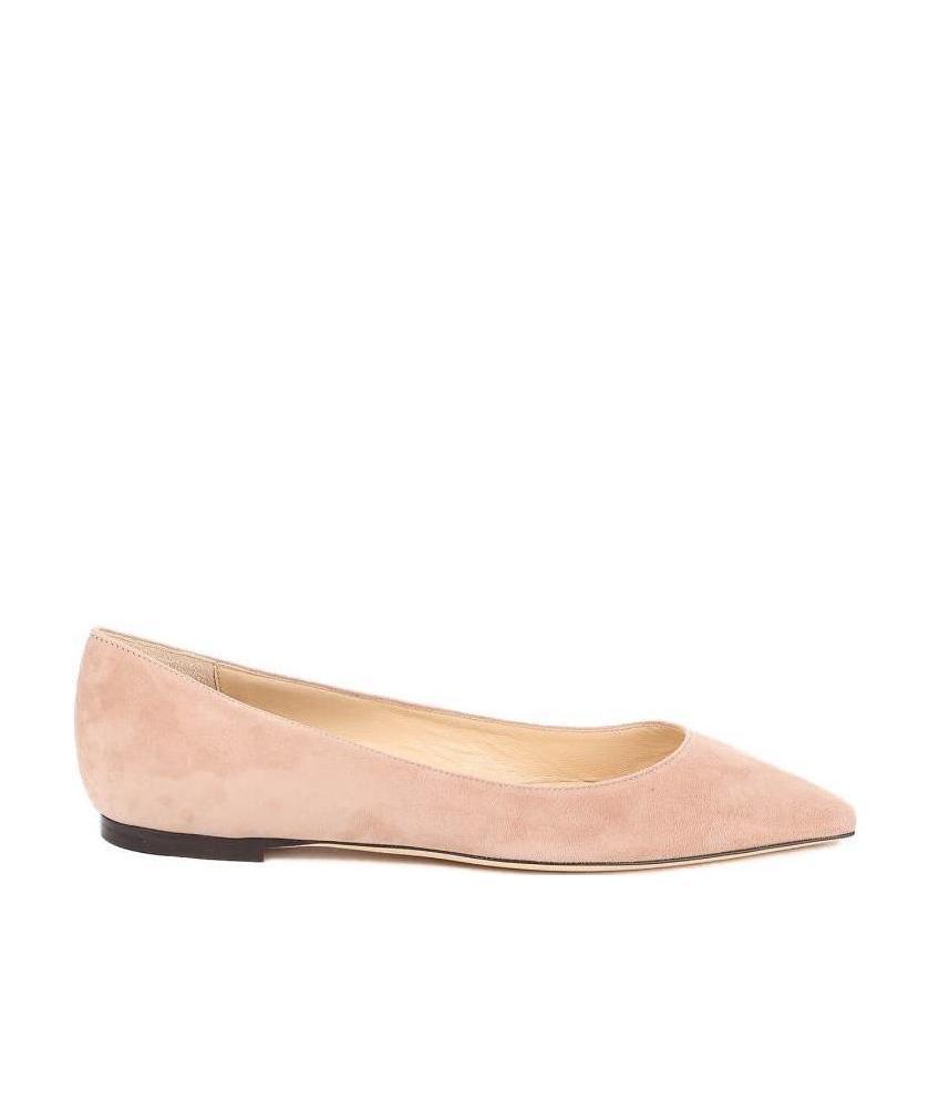 Jimmy Choo Pointed Flat-soled Ballet Shoes In Nude