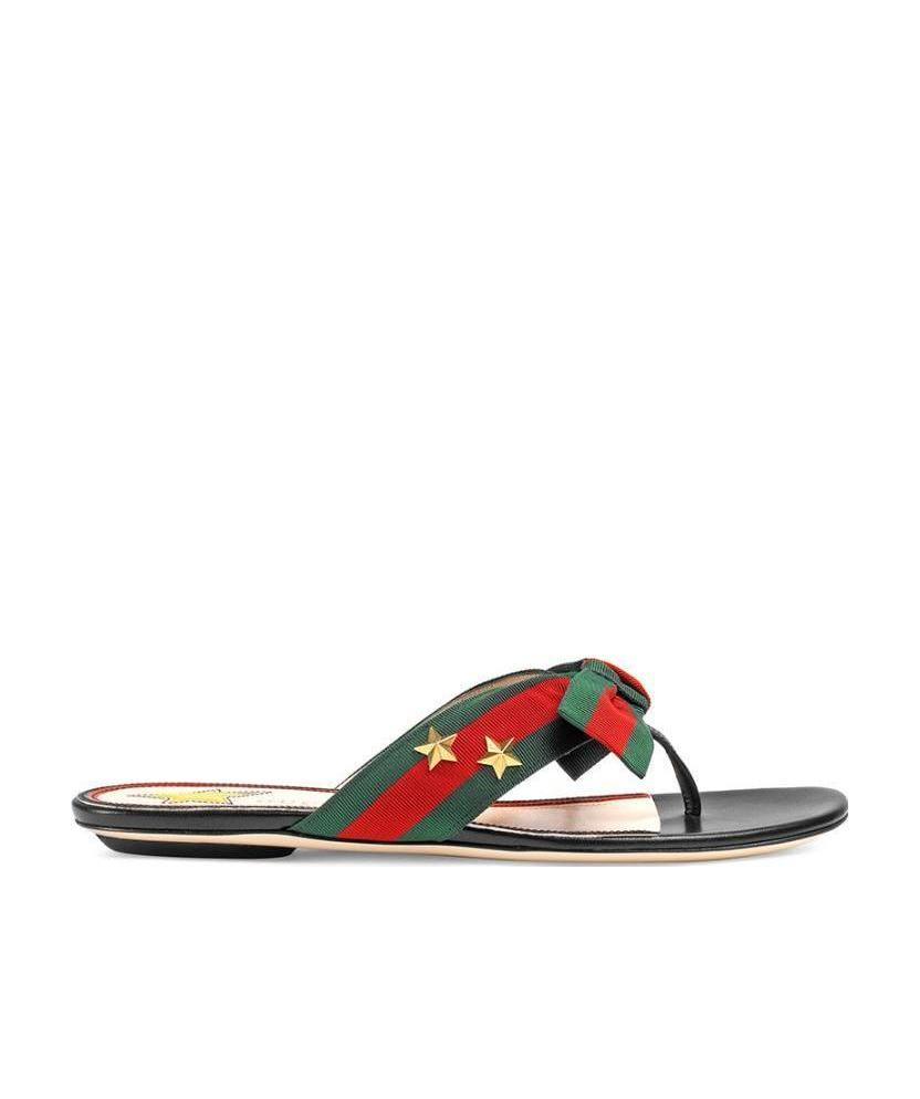 Gucci Rivet Luo Satin Ribbon Clip Toe Cool Drag In Multicolor