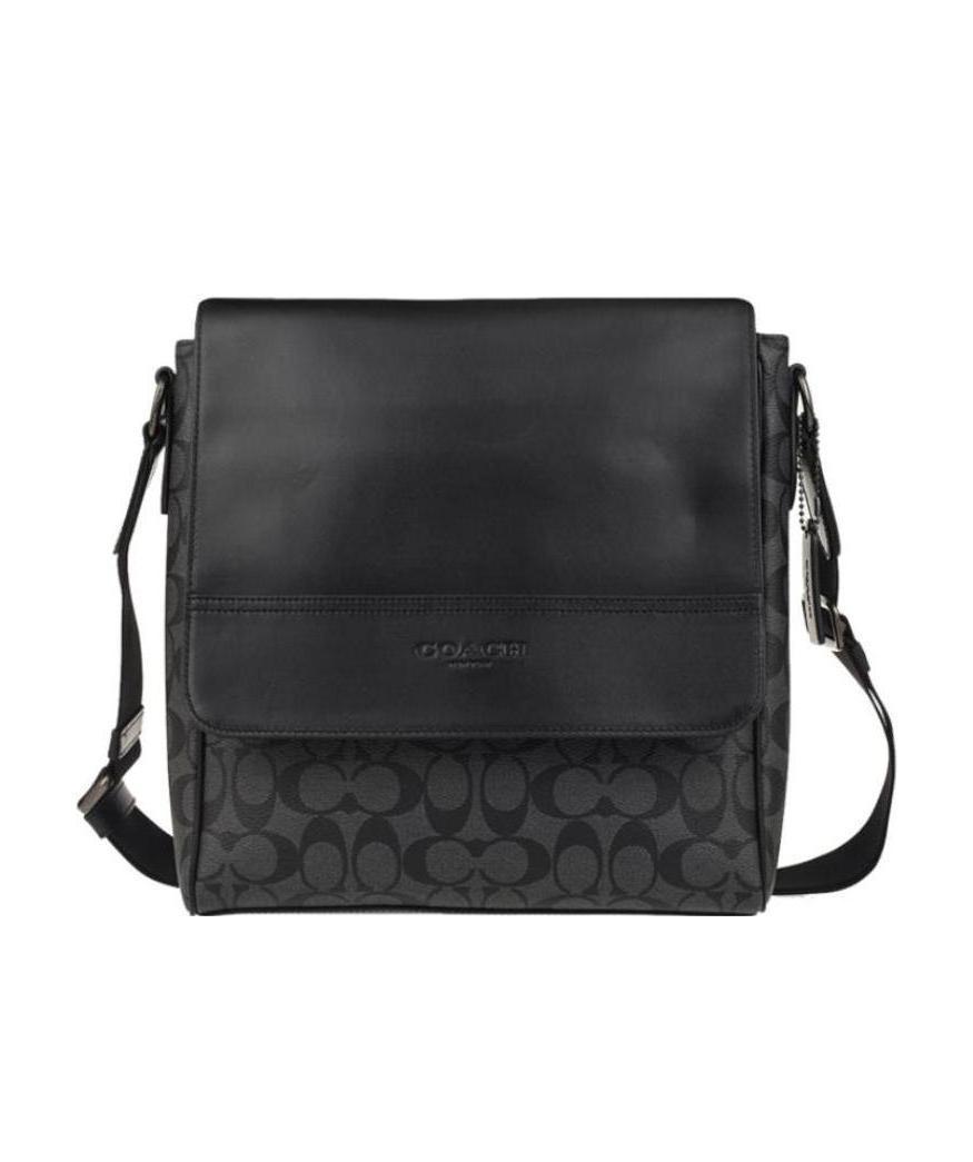 Coach Logo Printed Cross-body Bag In Black