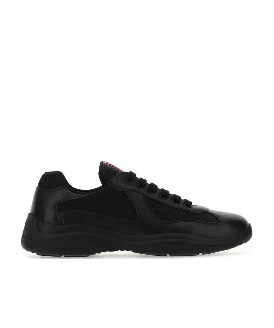 Prada Fabric And Leather America S Cup Sneakers In Black