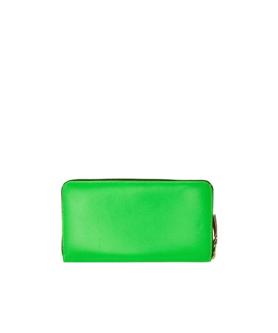 Comme Des Garçons Super Fluo Zip-around Leather Wallet In Green