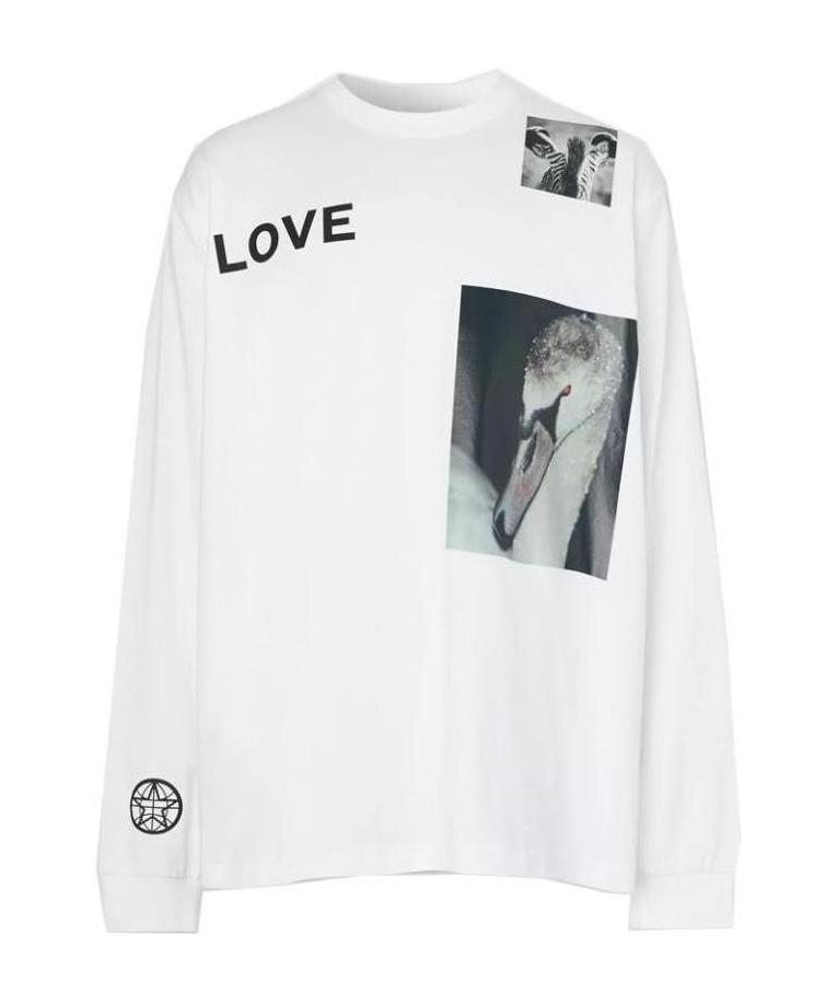 Burberry Montage Print Long-sleeve T-shirt In White