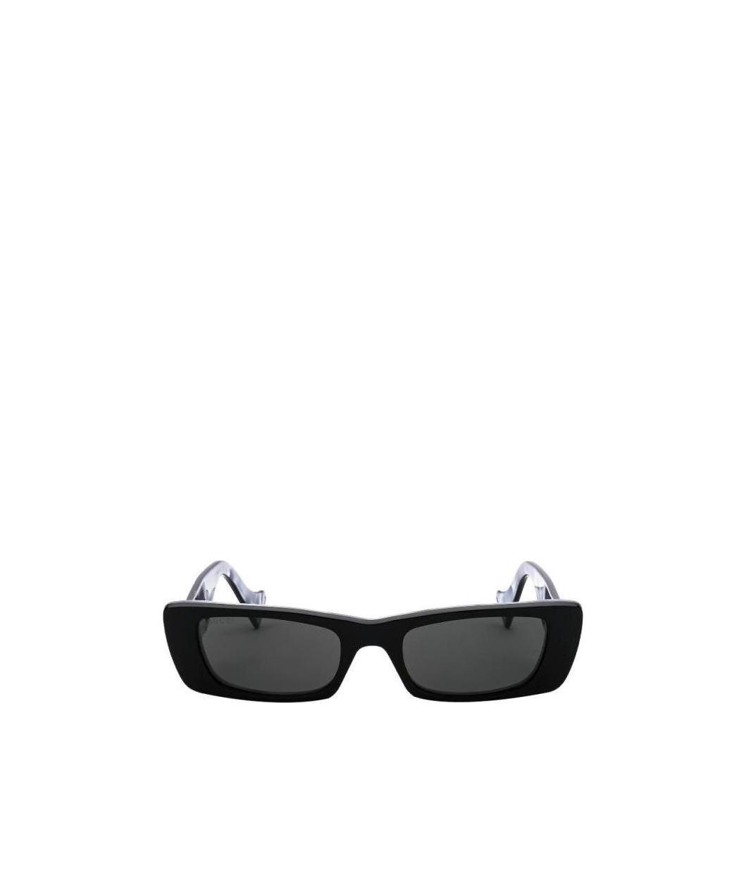 Gucci Black Interlocking G Rectangular Sunglasses In Black
