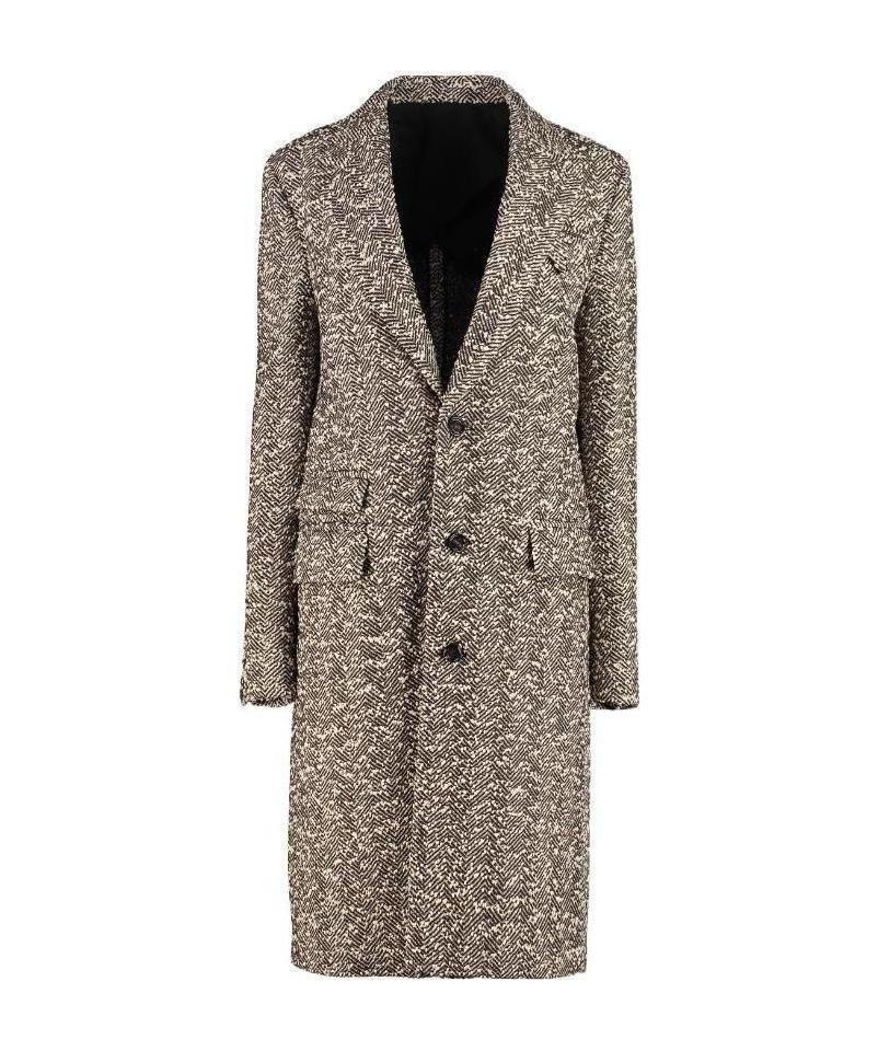 Bottega Veneta Single-breasted Boucle Fabric Coat In Multicolor