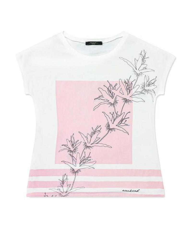 Weekend Max Mara Printed T-shirt With Round Neck In White