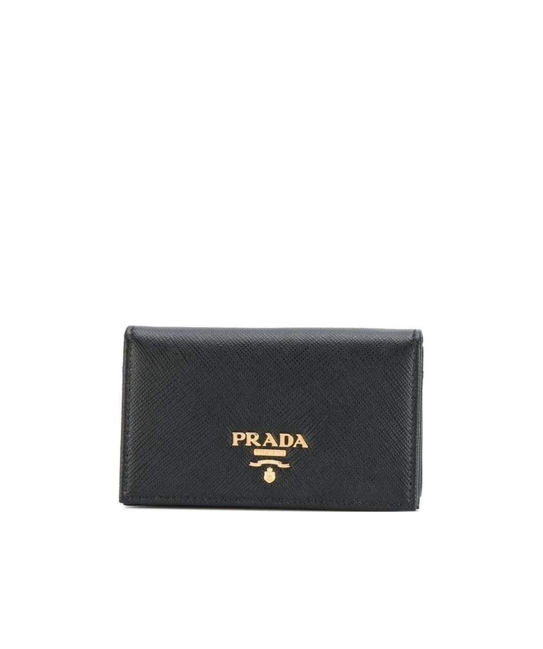 Prada Logo-plaque Foldover Cardholder In Black