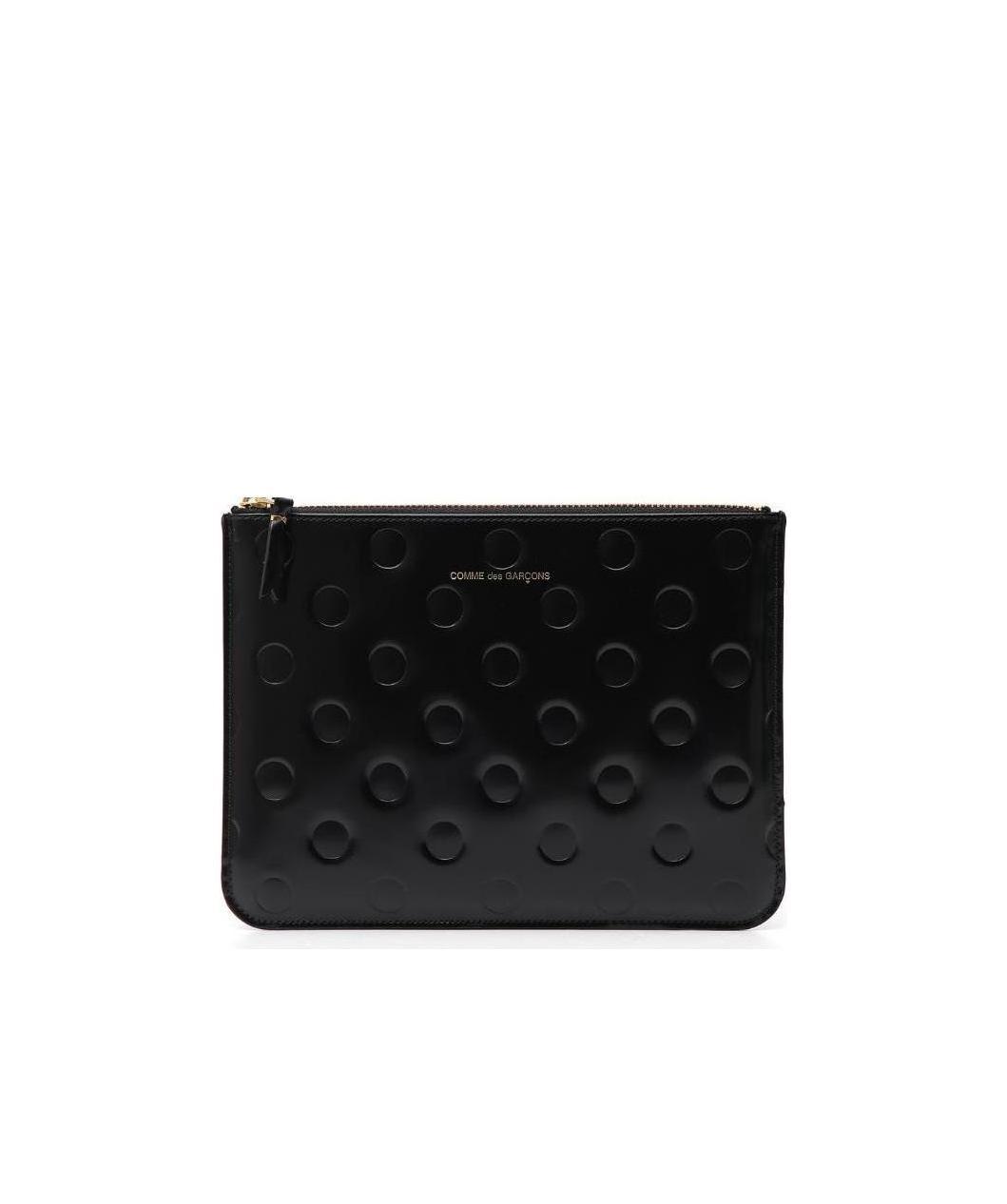 Comme Des Garçons Dot Embossed Zipped Wallet In Black