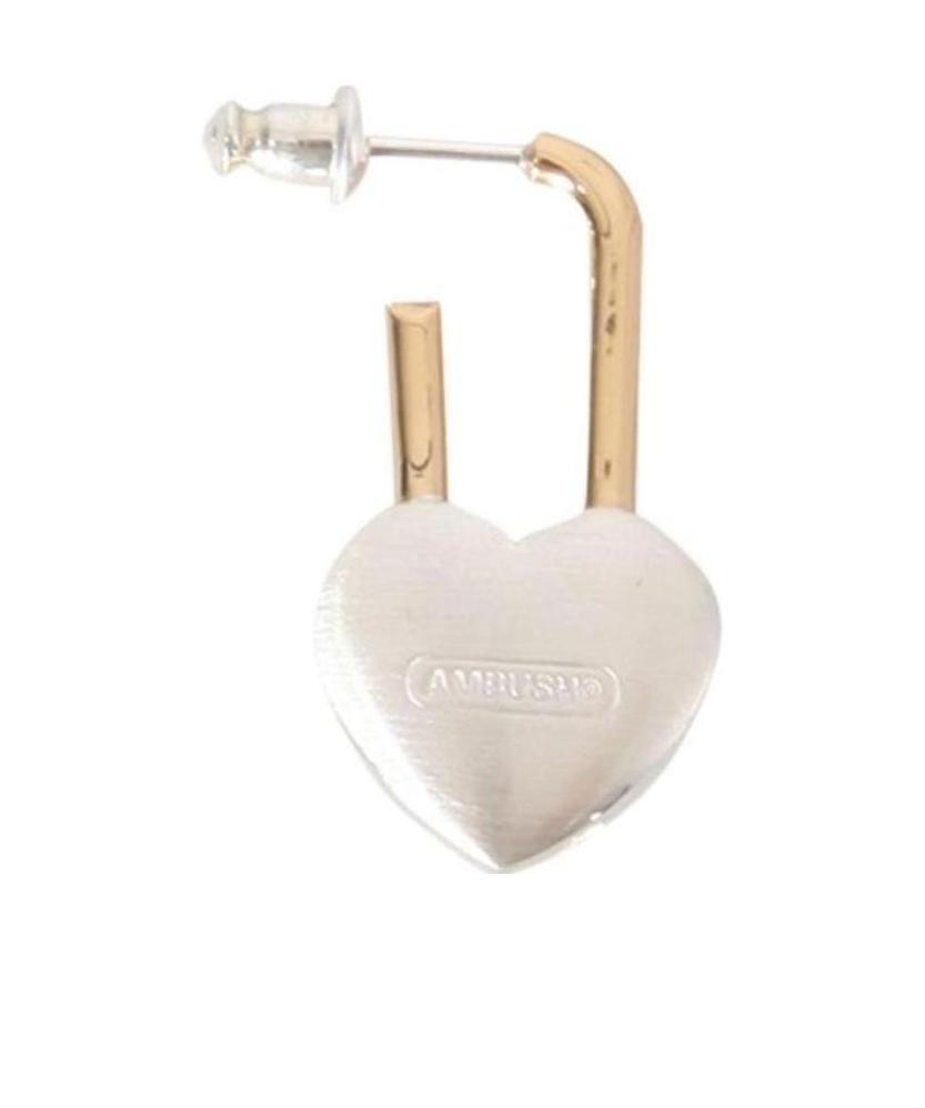 Ambush Heart Padlock Earring In White