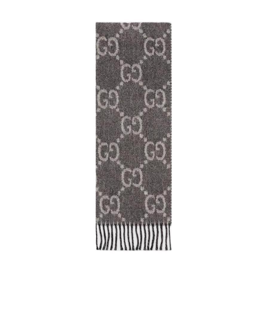 Gucci Strickschal Aus Gg Jacquard Mit Quasten In Black