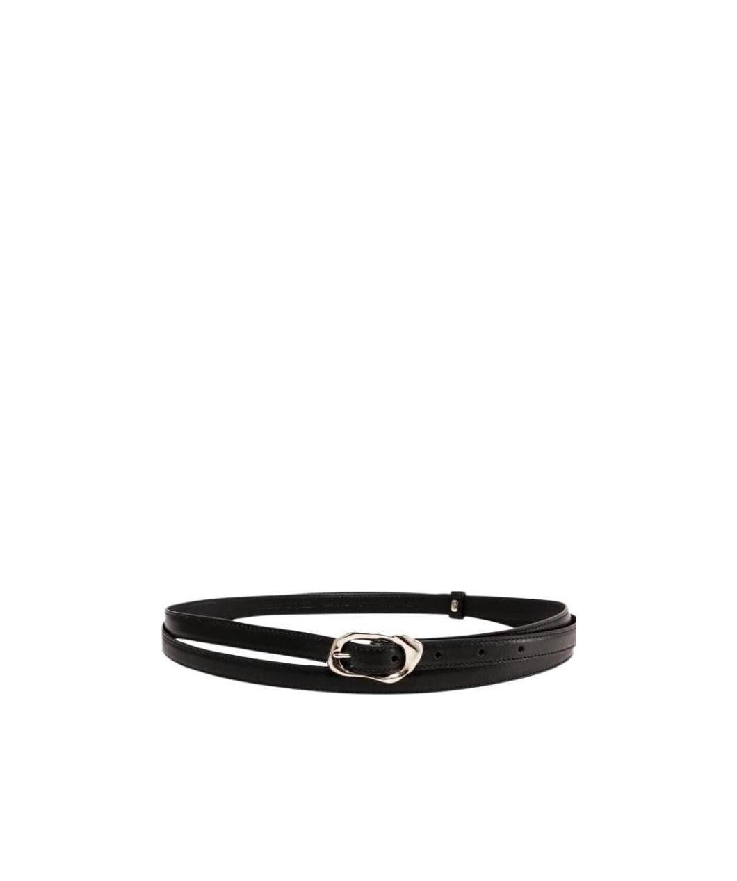 Alexander Mcqueen Molten Thin Leather Belt In Black