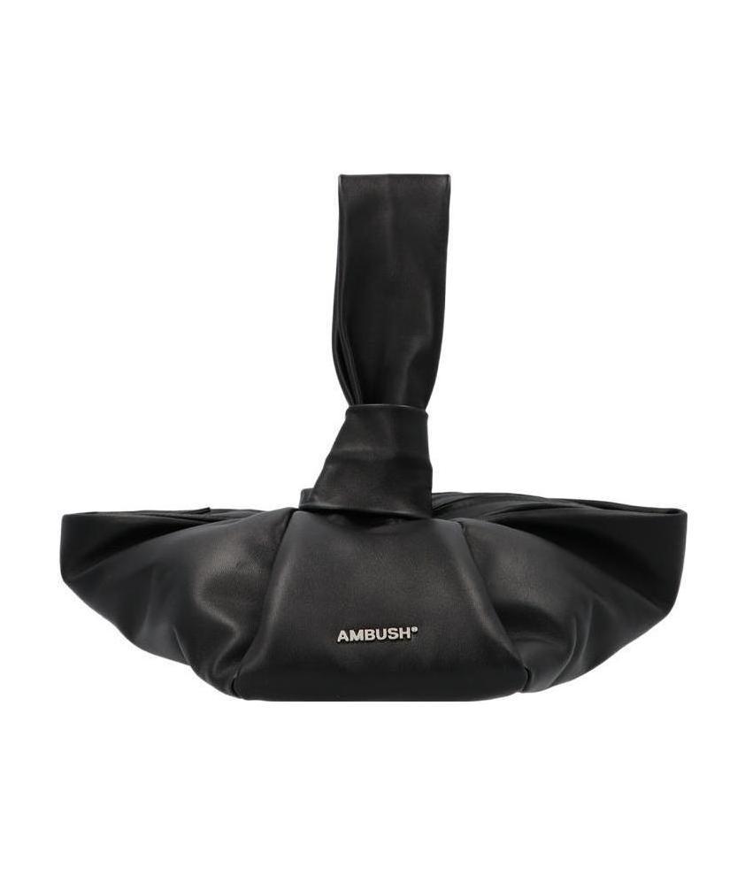 Ambush Twist Top Leather Handle Bag In Black