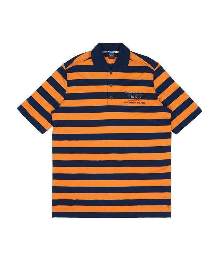 Paul & Shark Striped Polo Shirt In Orange