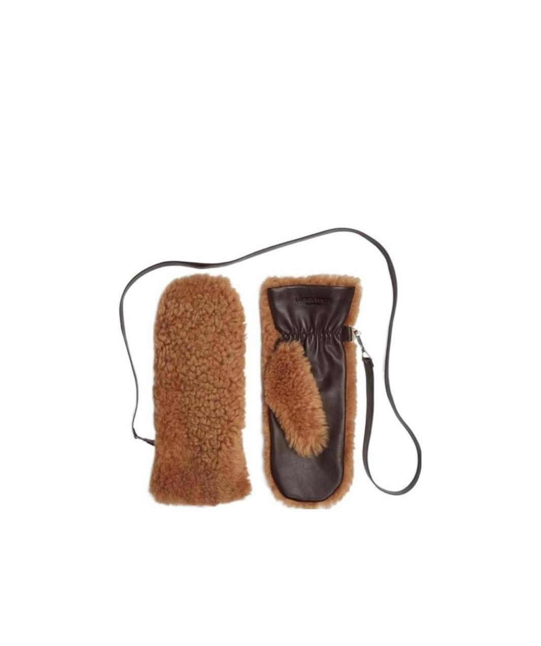 Bottega Veneta Teddy Wool Gloves In Brown
