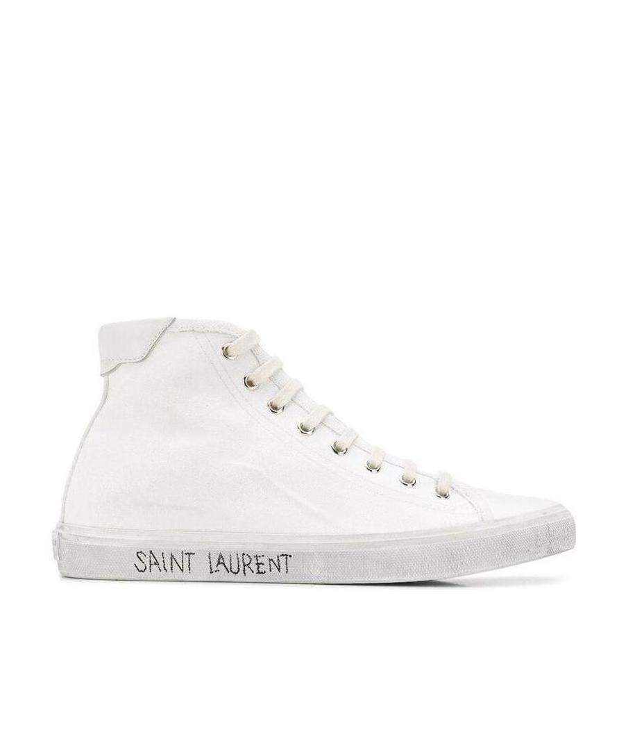 Saint Laurent Distressed Effect High-top Sneakers In White