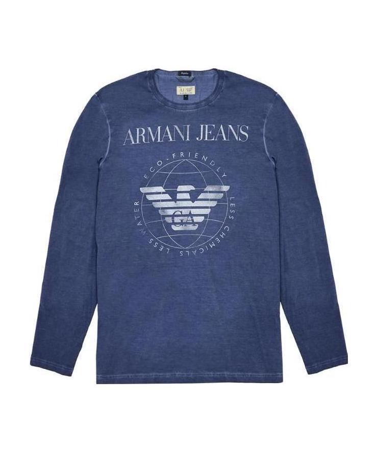 Armani Jeans Logo Details Long-sleeved T-shirt In Blue