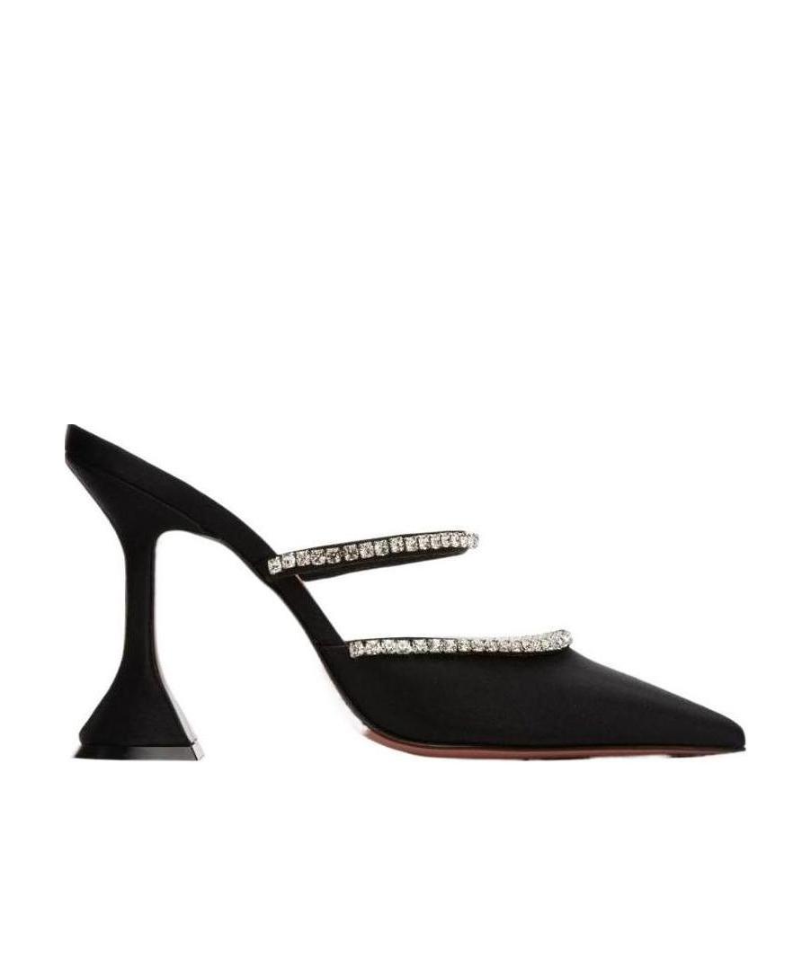 Shop Amina Muaddi Logo Pointed Heels In Black